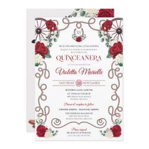 Red Roses Elegant Western Charro Quinceanera