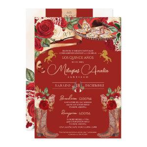Red Roses Fancy Mariachi Charra Quinceanera
