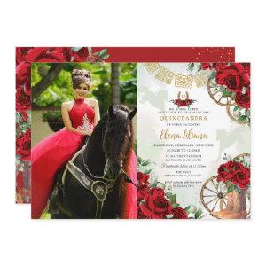 Red Roses Floral Charro Boots Quinceañera Photo