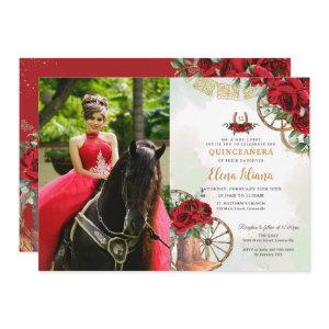 Red Roses Floral Charro Boots Quinceañera Picture