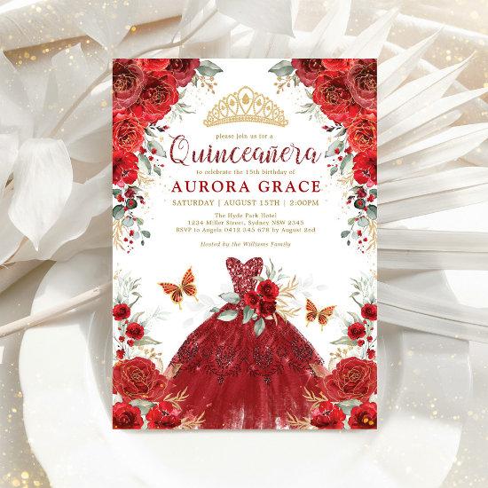 Red Roses Garden Princess Quinceañera Mis Quince