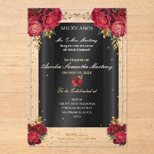 Red Roses, Gold, & Black Quinceañera  Acrylic