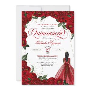 Red Roses & Gold Fancy Red Ball Gown Quinceañera I