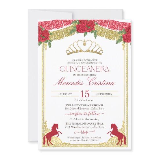 Red Roses & Gold Horses Western Charro Quince
