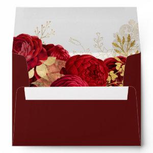 Red Roses & Gold Leaf Elegant All Occasions  Envelope