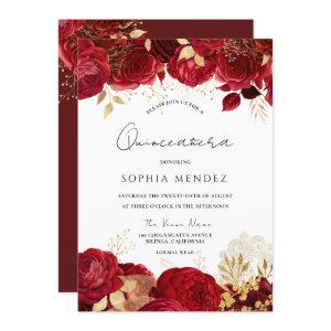Red Roses Gold leaf Quinceanera Party