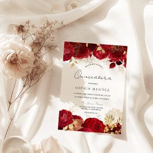 Red Roses Gold leaf Quinceanera Party