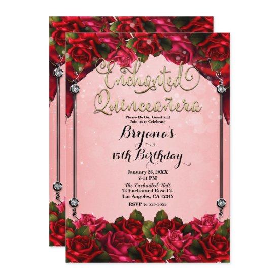 Red Roses Gold & Pink Quinceañera 15th Party