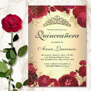 Red Roses Gold Quinceanera