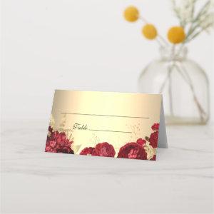 Red Roses Gold Table Number Place Card