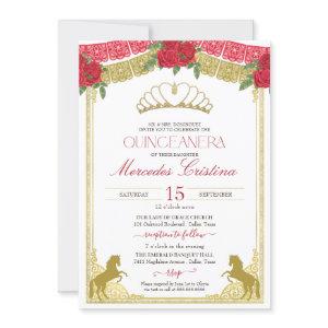 Red Roses & Gold Western Charro Horses Quinceañera