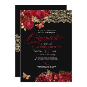 Red Roses & Lace Glamorous Butterfly Quinceañera I