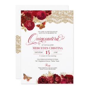 Red Roses & Lace Glamorous Butterfly Quinceañera I