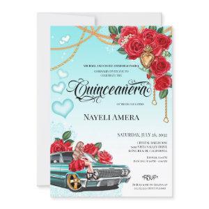 Red Roses Lowrider Chola Sacred Heart Quinceanera