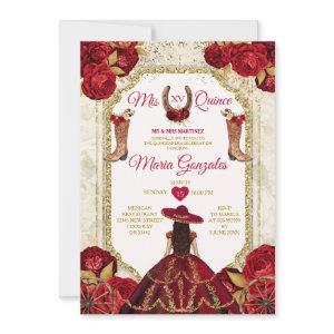 Red Roses Mis Quince 15 Anos Gold Crown Glitter
