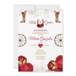 Red Roses Mis Quince 15 Anos Gold Crown Glitter