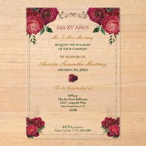 Red Roses Quinceañera  FloralAcrylic