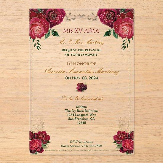 Red Roses Quinceañera  FloralAcrylic