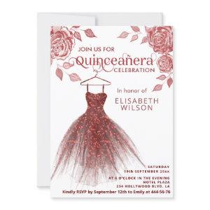Red roses red glitter dress Quinceañera