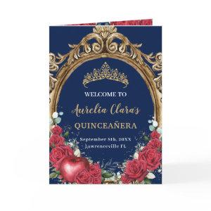 Red Roses Snow White Quinceañera Order of Events Program