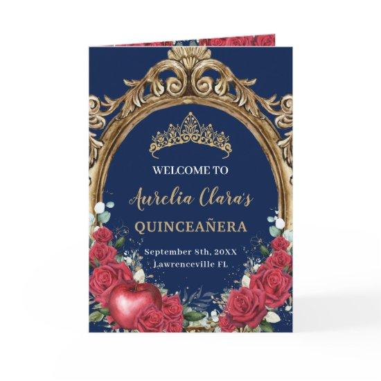 Red Roses Snow White Quinceañera Order of Events Program