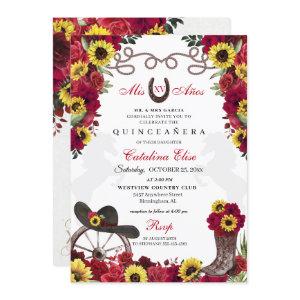 Red Roses Sunflowers Cowgirl Quinceanera