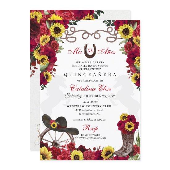Red Roses Sunflowers Cowgirl Quinceanera