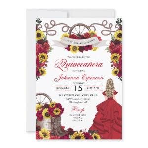 Red Roses Sunflowers Cowgirl Western Quinceanera