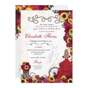 Red Roses Sunflowers Cowgirl Western Quinceanera