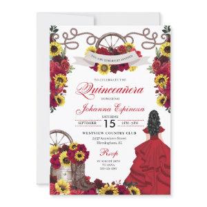 Red Roses Sunflowers Cowgirl Western Quinceanera