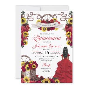 Red Roses Sunflowers Cowgirl Western Quinceanera