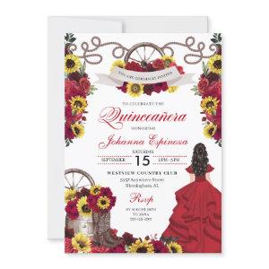 Red Roses Sunflowers Cowgirl Western Quinceanera