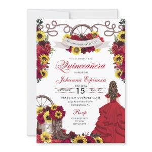 Red Roses Sunflowers Cowgirl Western Quinceanera