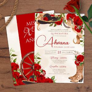Red Roses Vintage Charro Western Quinceanera