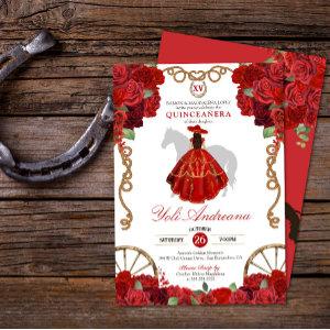 Red Roses Western Cowboy Charra Quinceañera