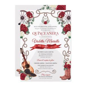 Red Roses Western Quinceañera Elegant Charro