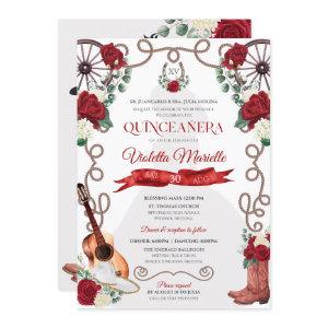 Red Roses Western Quinceanera Elegant Charro