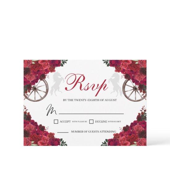Red Roses Western Quinceanera RSVP Enclosure Card