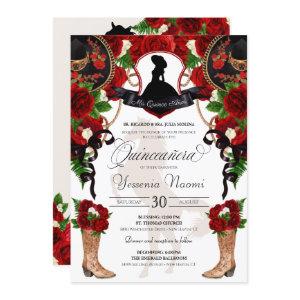 Red Roses with Crest Charro Western Elegant Quince