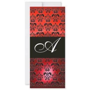RED RUBY AND BLACK  DAMASK MONOGRAM , white