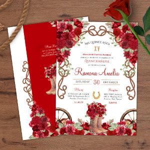 Red Rustic Western Charro Cowboy Boots Quince