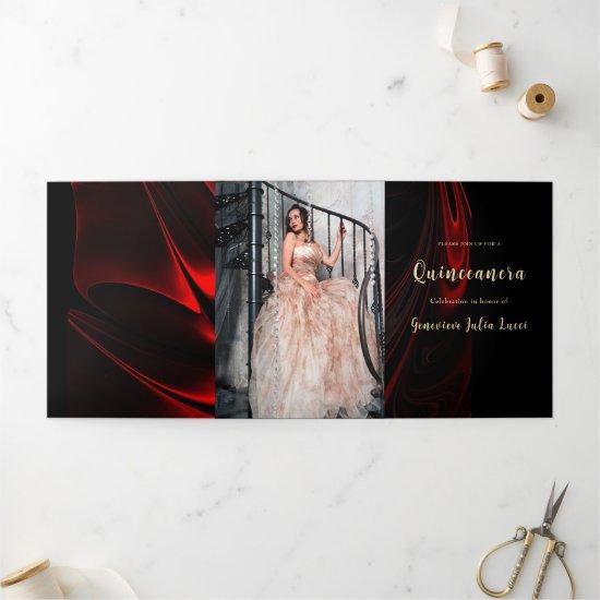 Red Satin Quinceanera Party