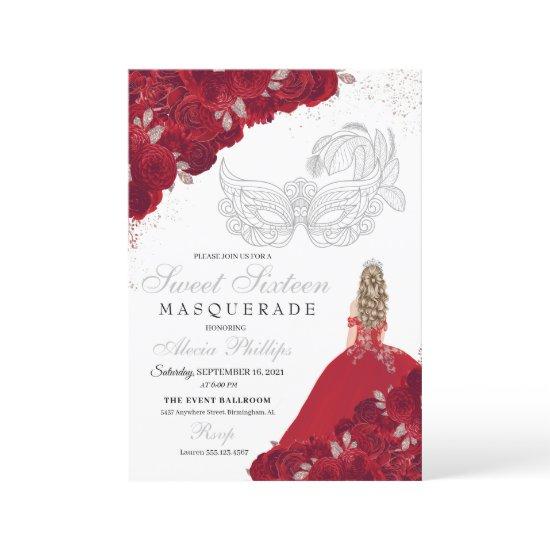 Red & Silver Glitter Sweet 16 Masquerade