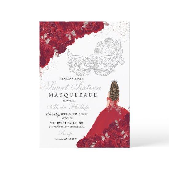 Red & Silver Glitter Sweet 16 Masquerade
