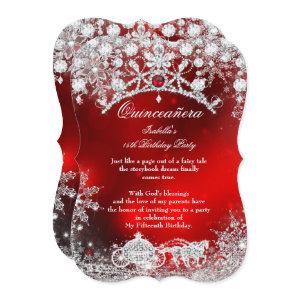 Red silver Quinceanera 15th Winter Wonderland