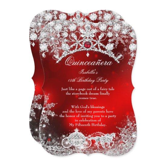 Red silver Quinceanera 15th Winter Wonderland