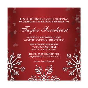 RED SNOWFLAKE SWEET SIXTEEN BIRTHDAY