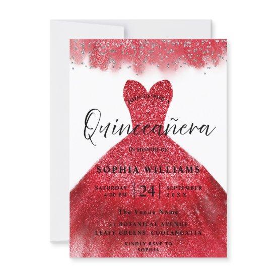 Red Sparkle Dress Quinceanera Party