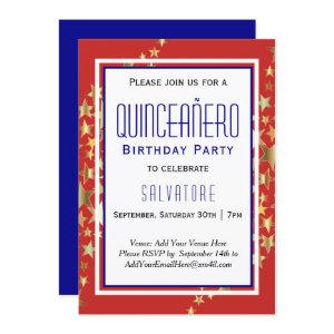 Red Stars Quinceañero 15th Birthday BOY