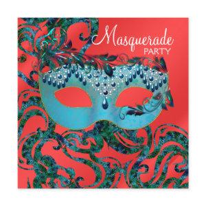 Red Teal Blue Masquerade Party